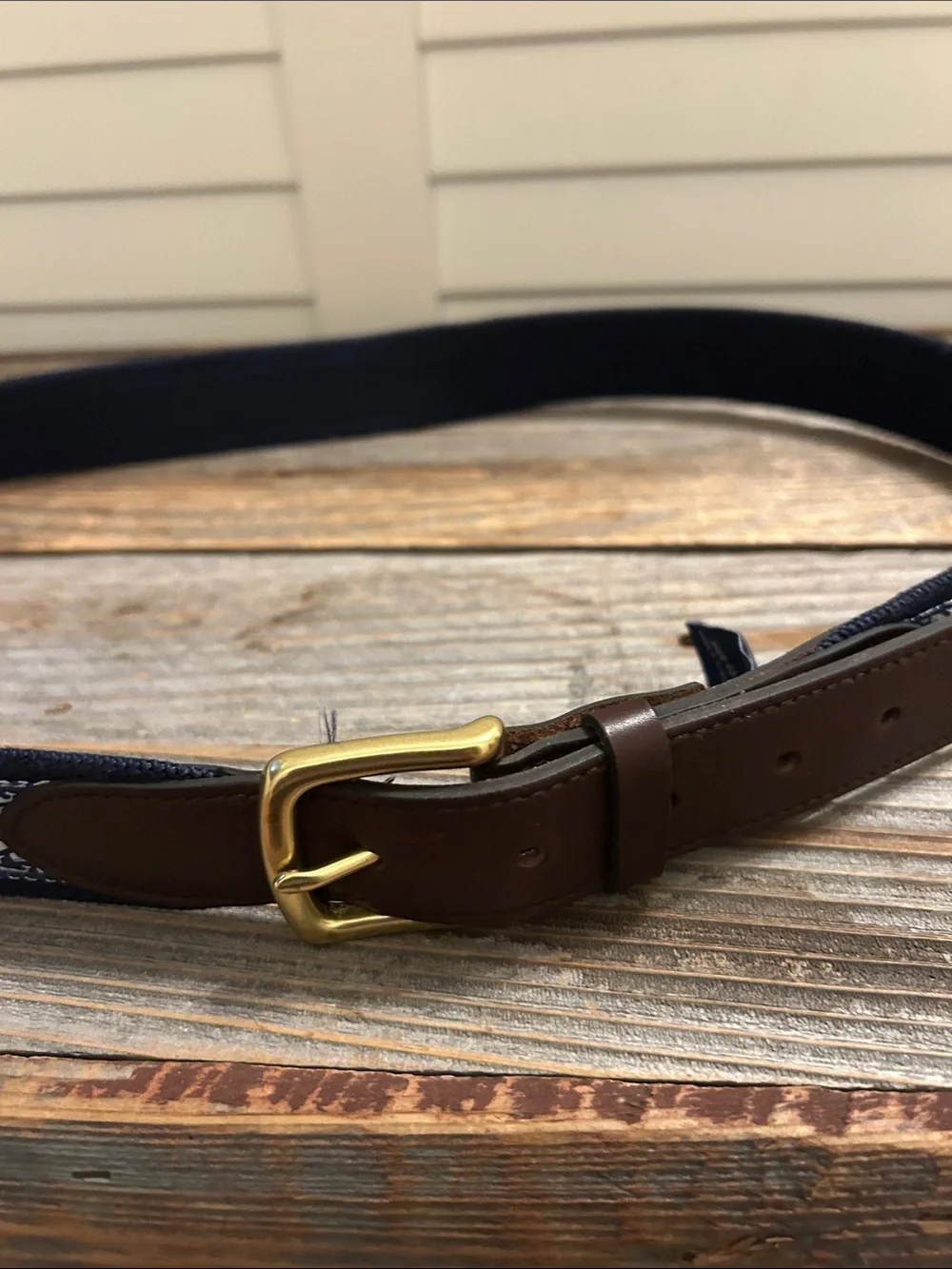 Vineyard Vines Navy & Brown Patterned Whale Belt